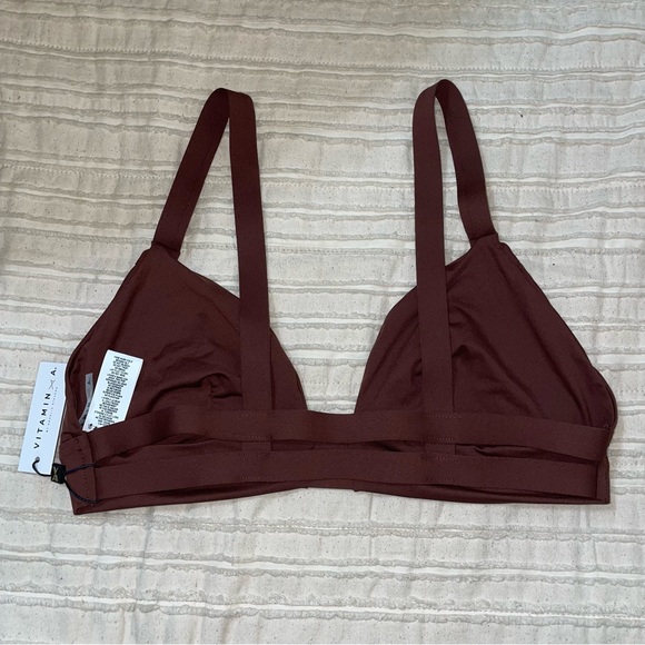 NWT Vitamin A Vintage Brown Nutra Bralette Triangle Swim Top - Picture 5 of 5
